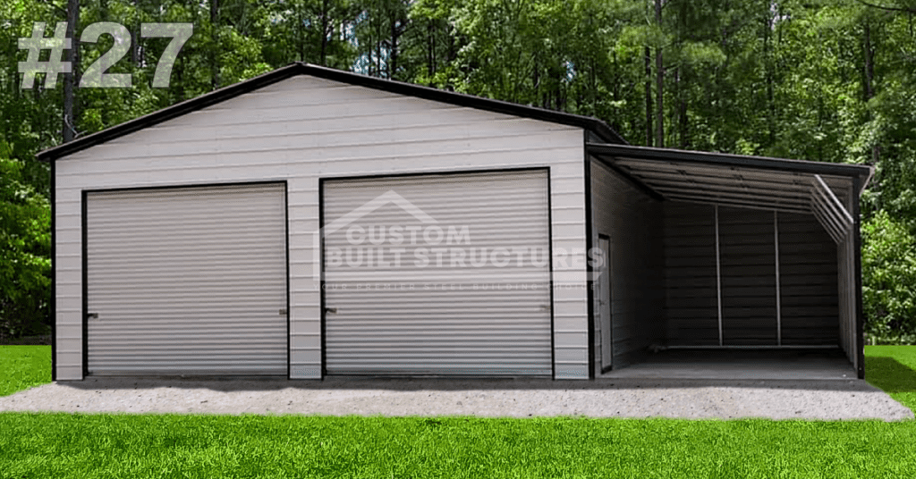 #27 36x31x12 Double Garage w/Lean-To - Custom Built Structures, Inc.